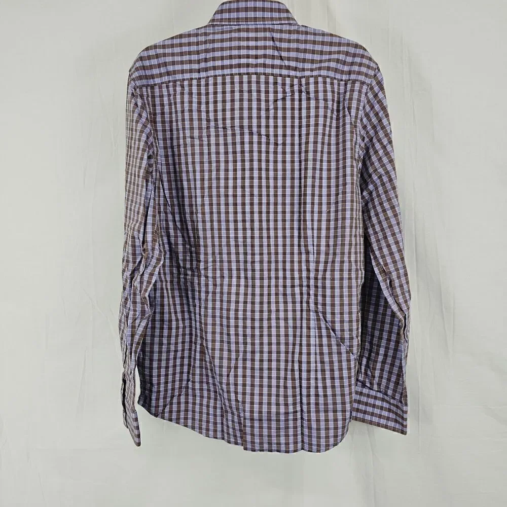 ROBERT GRAHAM Dress Shirt Purple Brown Plaid Size Large Men's $228